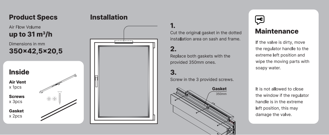 Window trickle vent installed on uPVC window frame for energy-efficient ventilation